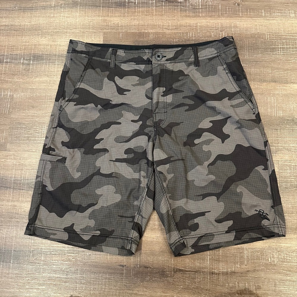 DaHui Hybrid Collection Camo Ripstop Board Shorts Green Size 36 Mens